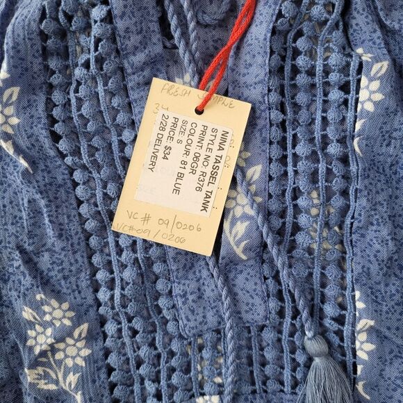 Blue Halter Smocked Tank Top - Picture 6 of 10